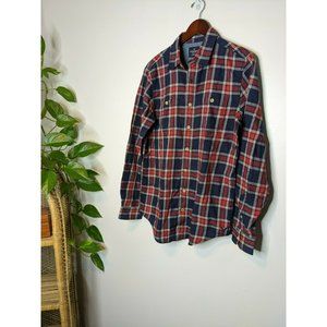 MENS AMERICAN EAGLE LONG SLEEVE FLANNEL SHIRT PLAID CLASSIC FIT MT Medium Tall